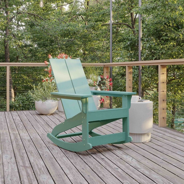 Flash Furniture Sea Foam Poly Resin Adirondack Rocking Chair JJ-C14709-SFM-GG - main